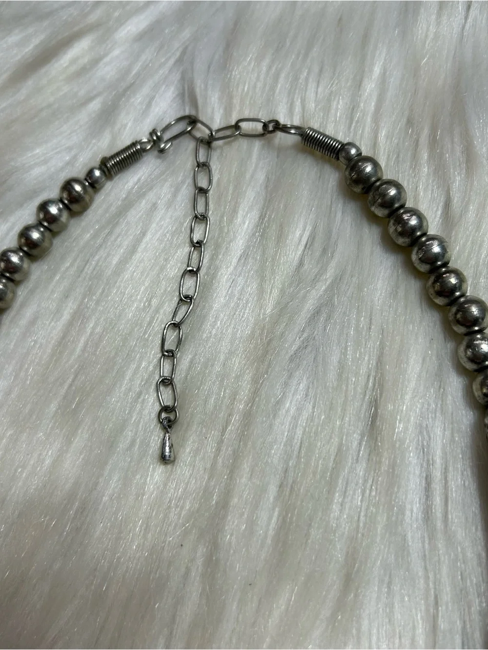 Vintage chunky patina silver tone necklace